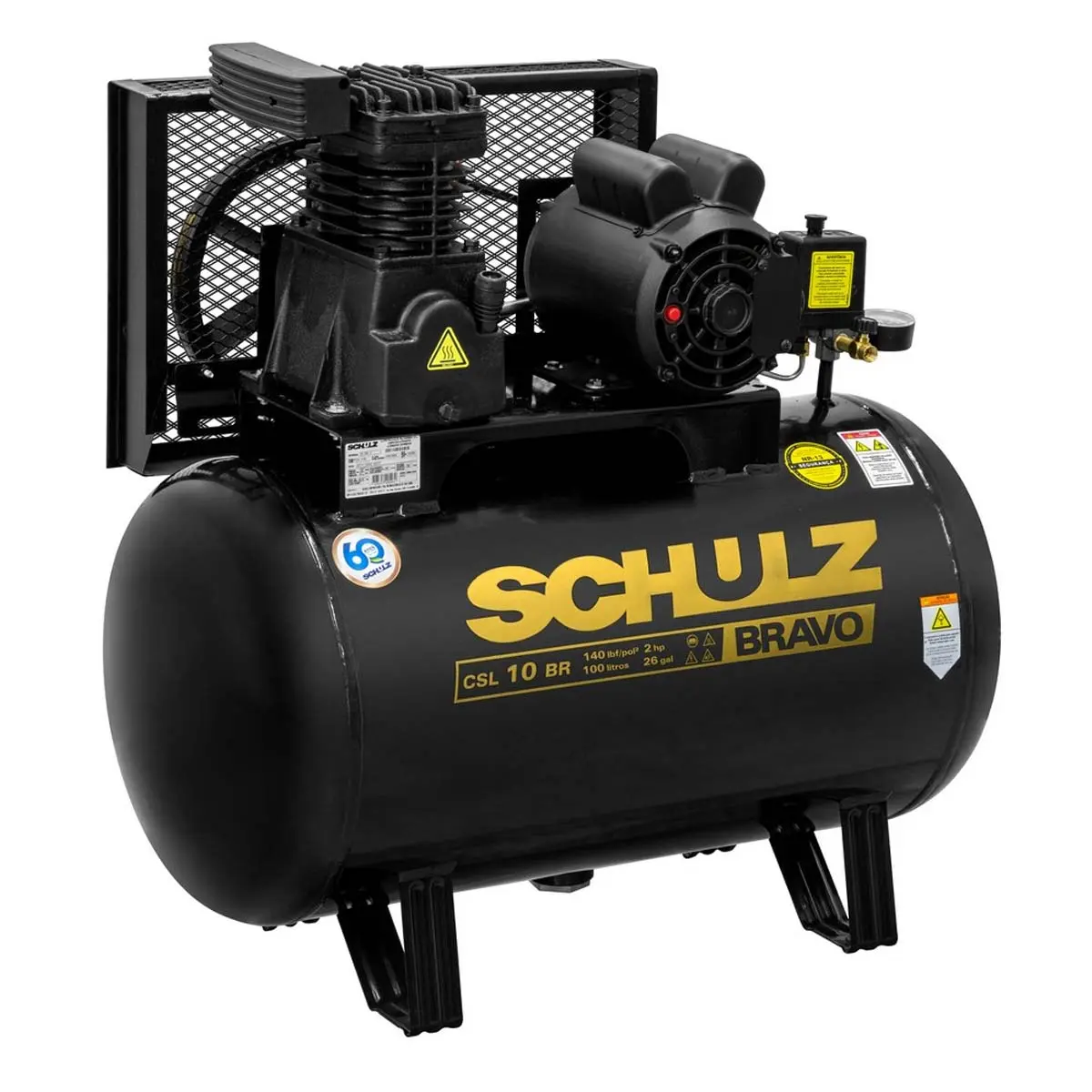 Compressor de Ar Bravo CSL 10BR 100L 2HP Monofásico 220V Schulz