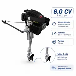 Rabeta Vertical com Motor a Gasolina 6,0 cv Branco