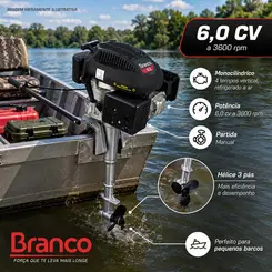Rabeta Vertical com Motor a Gasolina 6,0 cv Branco