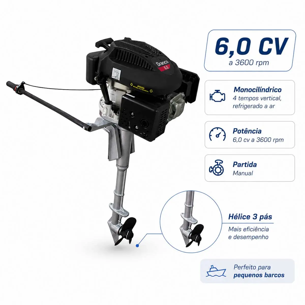 Rabeta Vertical com Motor a Gasolina 6,0 cv Branco