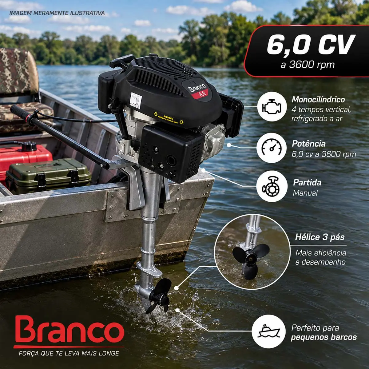 Rabeta Vertical com Motor a Gasolina 6,0 cv Branco