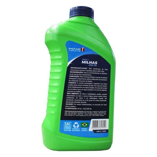 Óleo Lubrificante Mineral 20W50 Maxi 1 Milhas