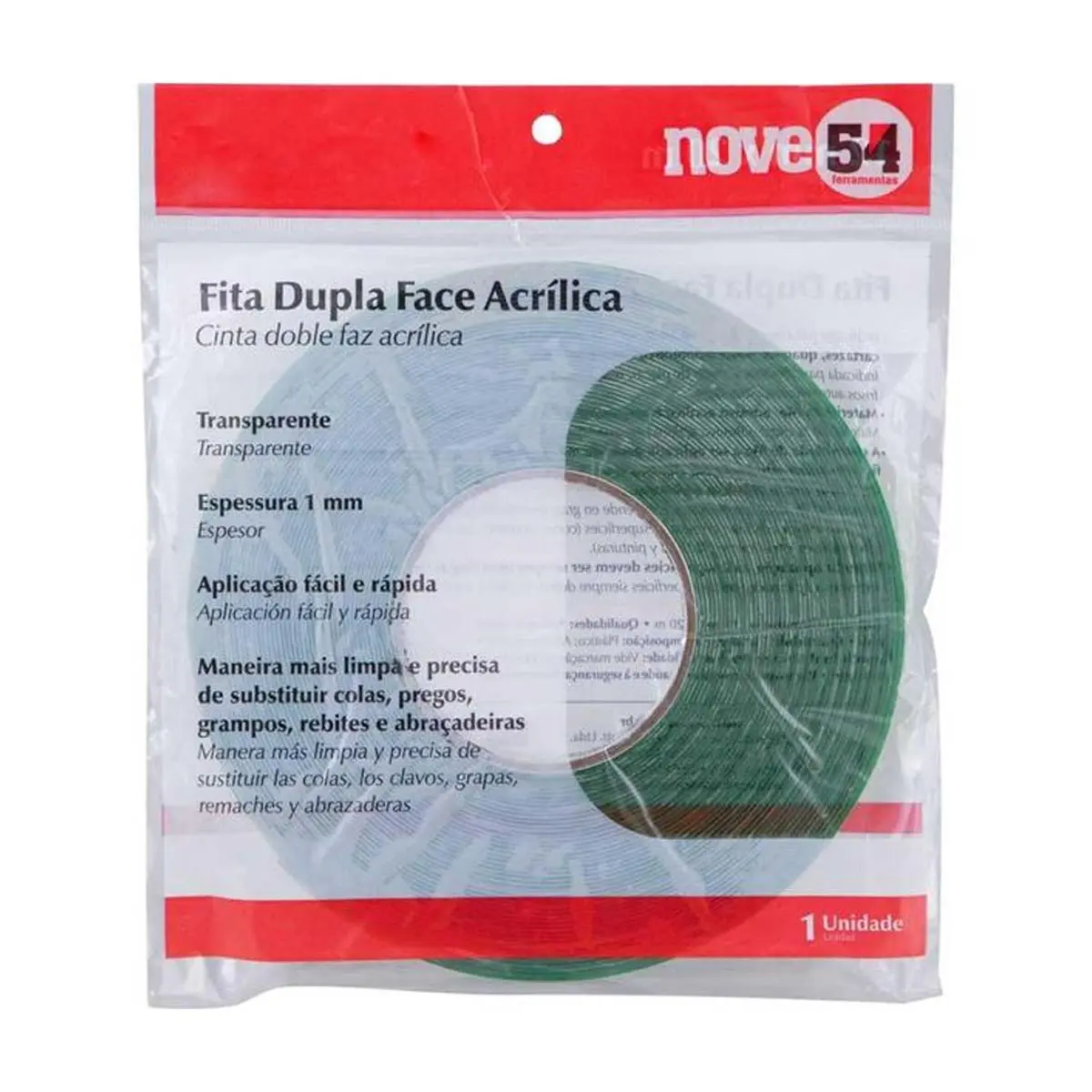Fita Dupla Face Acrílica 19mm x 20m Nove54
