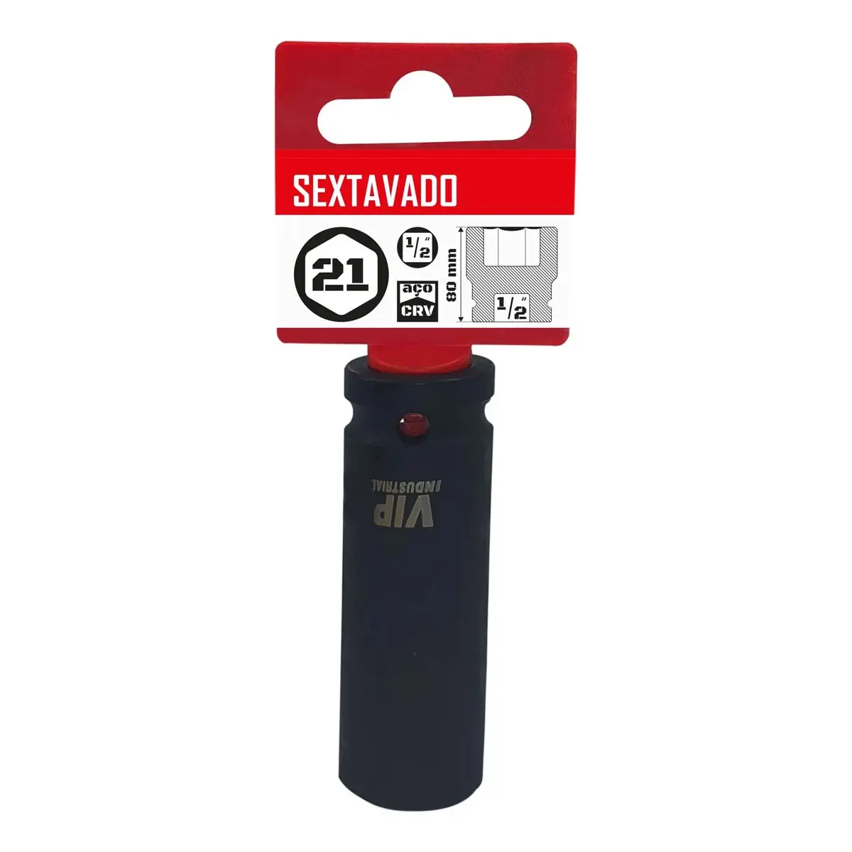 Soquete Sextavado de Impacto Longo 1/2 Pol x 21mm