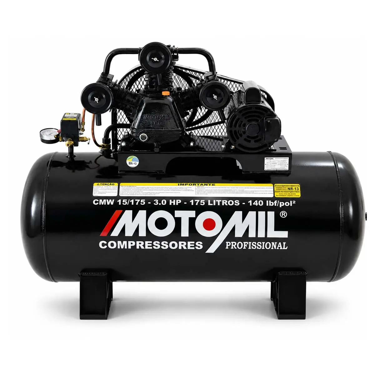 Compressor CMW-15/175 3HP 175L 140Lbs trifásico 220/380V Motomil