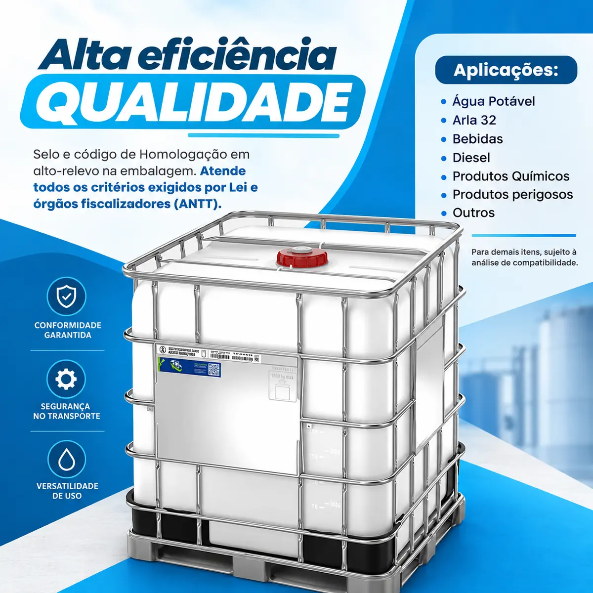 Container de Plástico IBC 1000 L Homologado