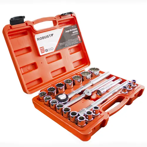 Jogo Soquete Estriado 1/2" 22 Peças de 8 - 32 mm Robust