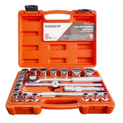 Jogo Soquete Estriado 1/2" 22 Peças de 8 - 32 mm Robust